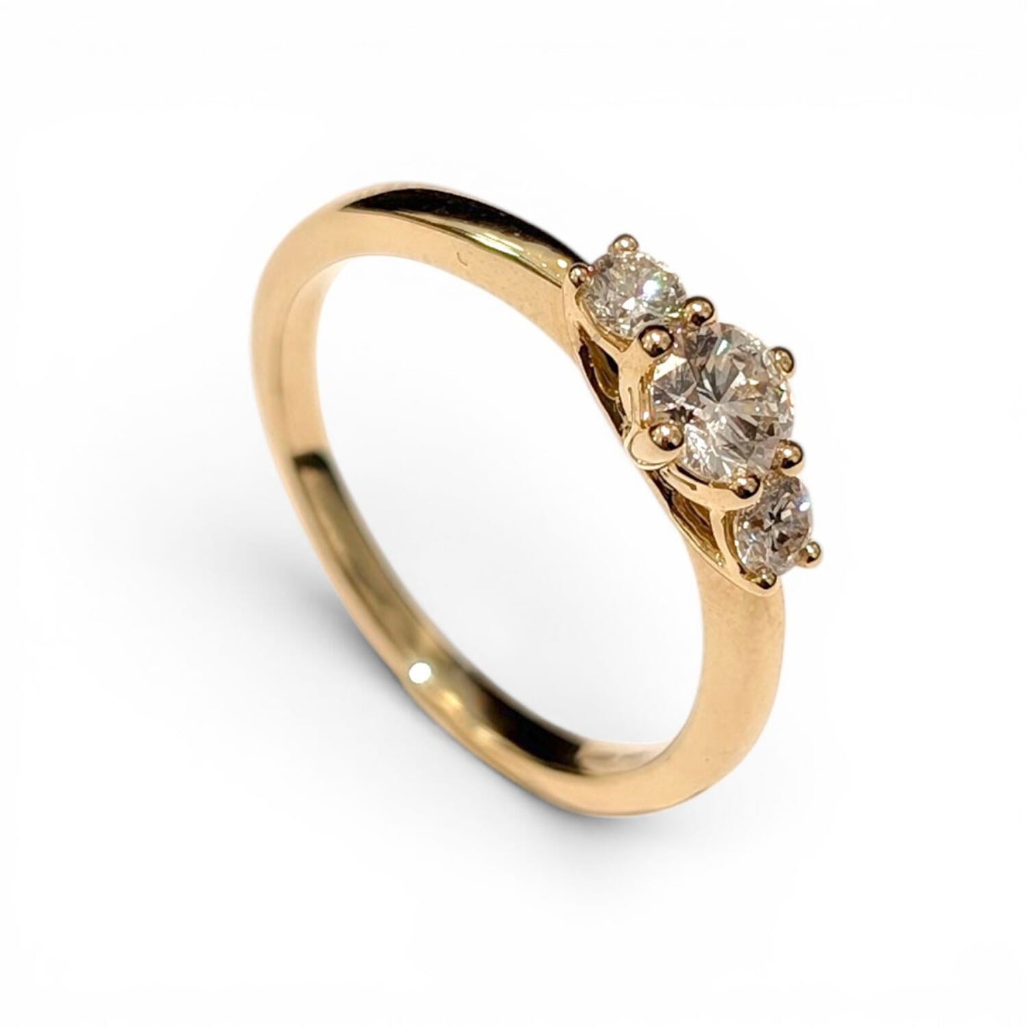 Diamant forlovelsesring i gult gull
