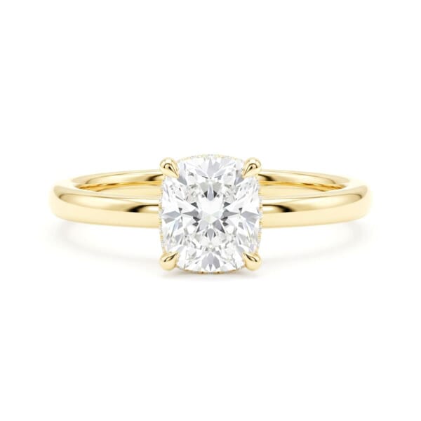 Forlovelsesring med Lab Grown Cushiun Lab diamant 1 ct River(D)VS1 med 0,06ct TW-VS i hidden halo - ΗR0725100cuLG