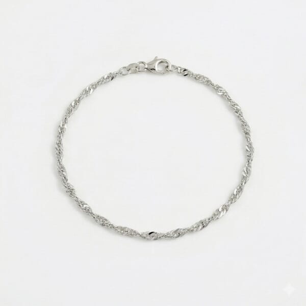 Armbånd gull. SINGAPORE mønster i hvitt gull 14 kt, 18 cm/2,2 mm - 18HV2218