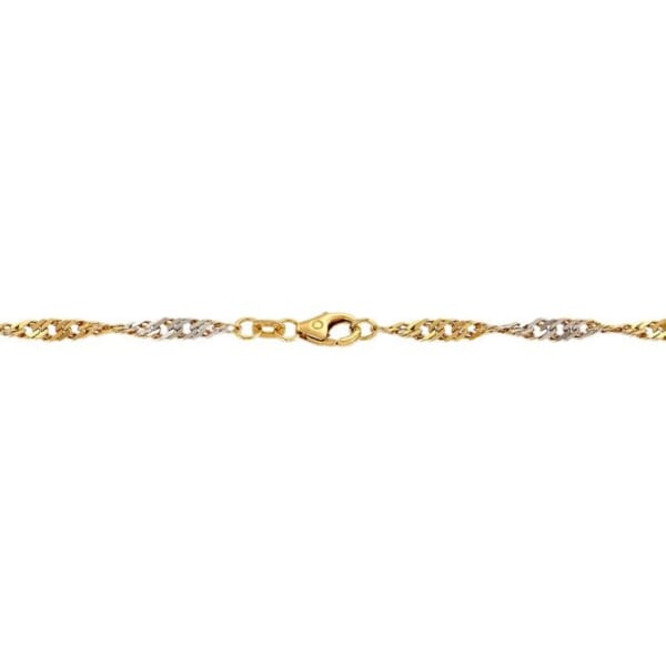 Armbånd gull. SINGAPORE i hvitt og gult gull 14 kt, 18 cm/2,9 mm - 18TF2918