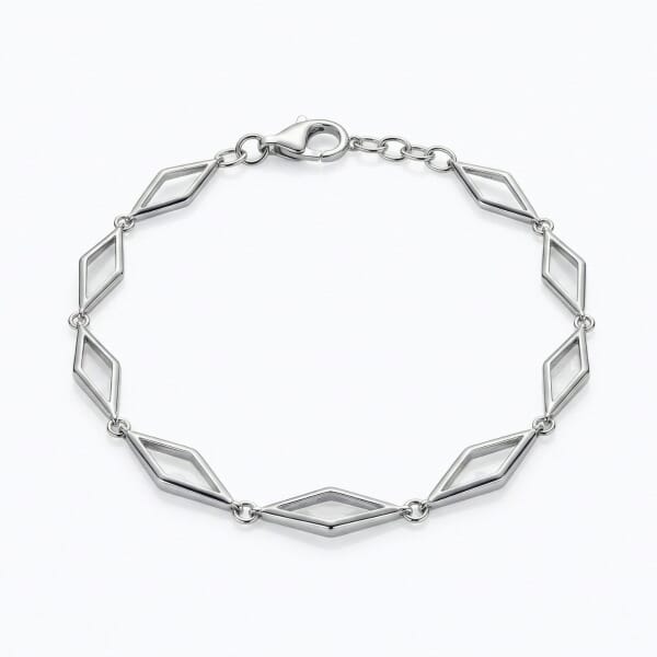 Sølv armbånd med romber, 20 cm/6mm - 20325coc