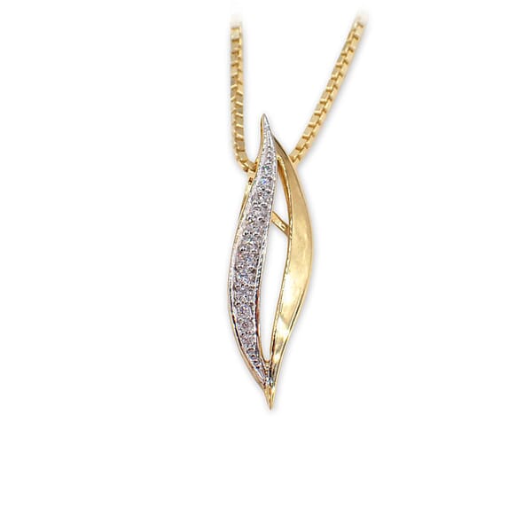 Gullsmykke Blad i 9kt gull med diamanter 0,06 ct W-Si - 233374 Gullsmykke Blad i 9kt gull med diamanter 0,06 ct W-Si - 233374