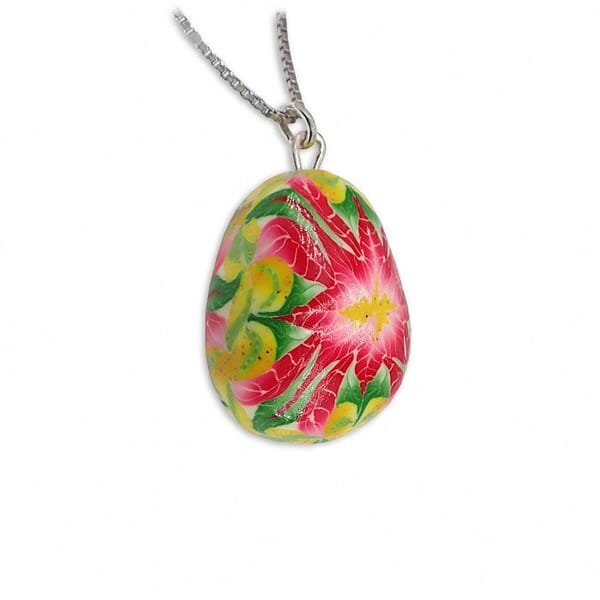 Smykke egg Poinsettia 24x18 mm, håndlaget - 240834 Smykke egg Poinsettia 24x18 mm, håndlaget - 240834