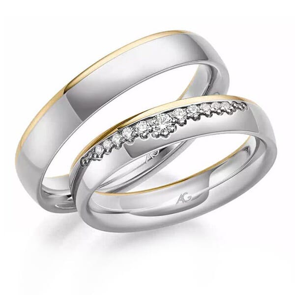 Gifteringer i hvitt & gult gull 14 kt, 4.5 mm. GERSTNER - 428967 Gifteringer i hvitt & gult gull 14 kt, 4.5 mm. GERSTNER - 428967