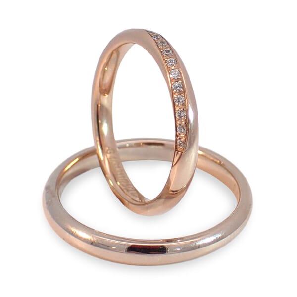 Gifteringer i nøttefarget gull 14 kt, 3 mm & 2.5 mm med 19 diam. GERSTNER - 31311