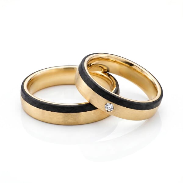 Gifteringer i gult gull med carbon og diamant - 4806505 Gifteringer i gult gull med carbon og diamant - 4806505