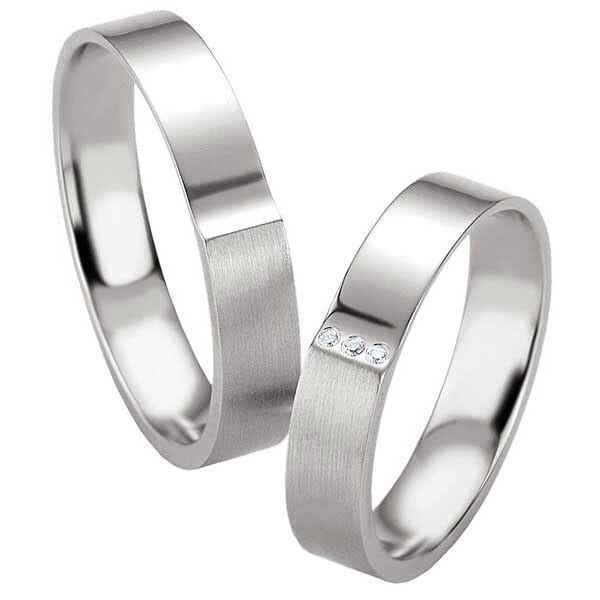 Samboerringer i sølv, 4.5 mm. SØLV MED DIAMANT - 4808083 Samboerringer i sølv, 4.5 mm. SØLV MED DIAMANT - 4808083