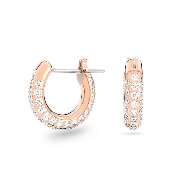 Swarovski øredobber Dextera små creoler med hvite krystaller i roségullfinish - 5446008
