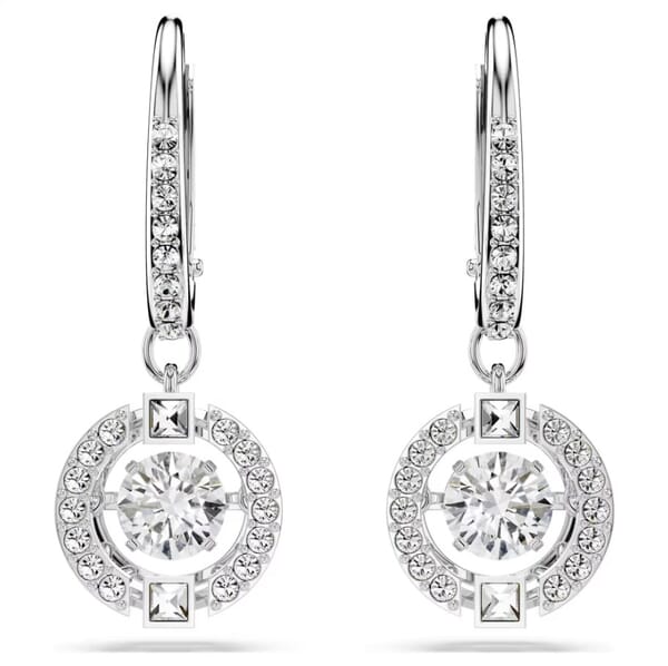 Swarovski øredobber Una drop earrings Round cut, White, Rhodium plated - 5504652