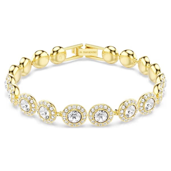 Swarovski armbånd Una Angelic Tennis bracelet Round cut, Pavé, Medium, White, Gold-tone plated - 5505469