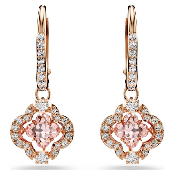 Swarovski Sparkling Dance Clover Pierced Earrings, Pink, Rose-gold tone plated øredobber - 5516477
