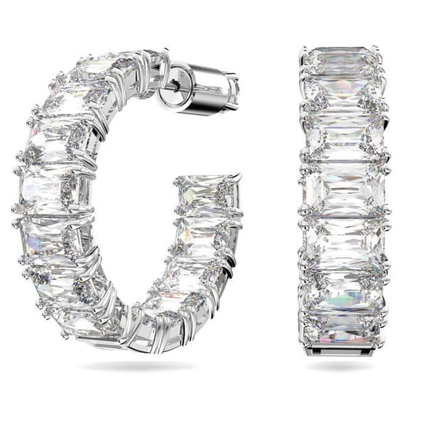 Swarovski øredobber Millenia hoop Octagon cut, rhodium  plated - 5612673