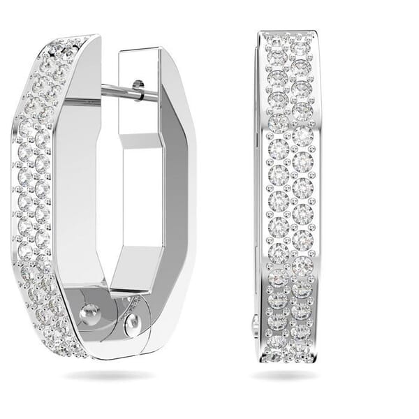 Swarovski øredobber Dextera hoop Octagon, pavé, small, hvitt - 5618307 Swarovski øredobber Dextera hoop Octagon, pavé, small, hvitt - 5618307