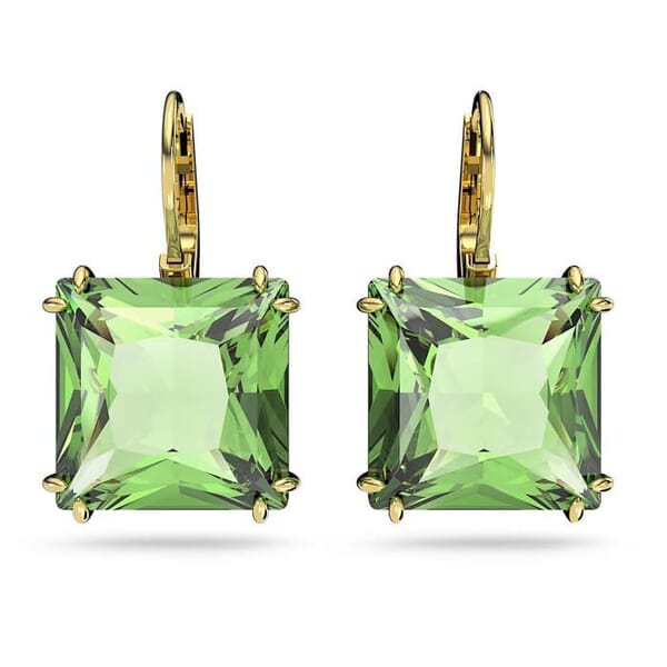 Swarovski øredobber Millenia drop Square cut, Green, Gold-tone plated - 5636564 Swarovski øredobber Millenia drop Square cut, Green, Gold-tone plated - 5636564