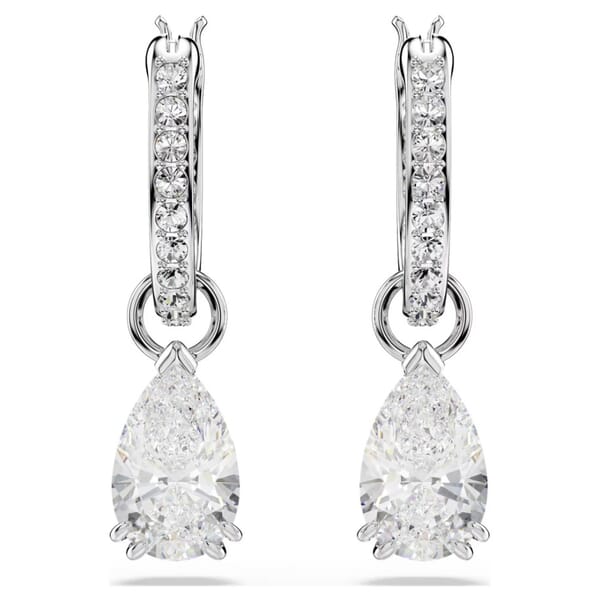 Swarovski øredobber Millenia hoop Pear cut, White, Rhodium plated