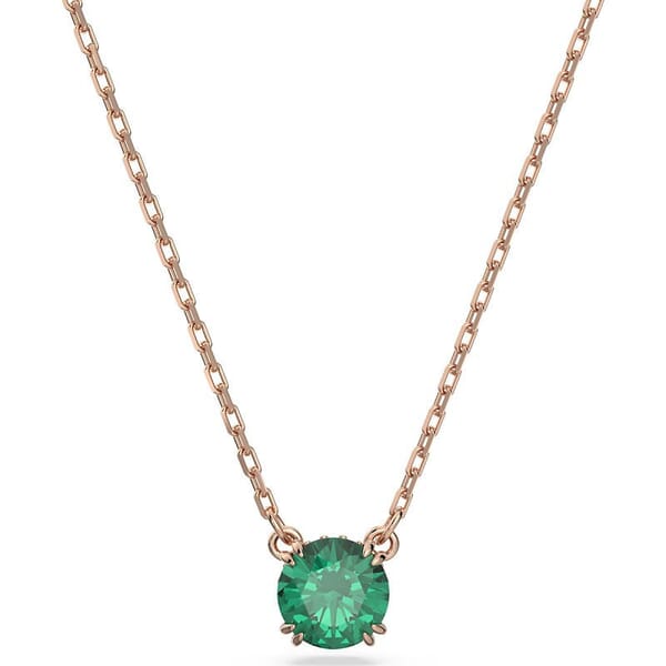 Swarovski smykke Stilla pendant Round cut, Green, Rose gold-tone plated - 5639753