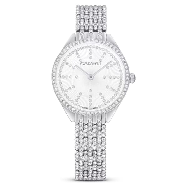Swarovski klokke Attract Swiss Made, Full pavé, Crystal bracelet, Silver tone, Stainless steel - 5644062