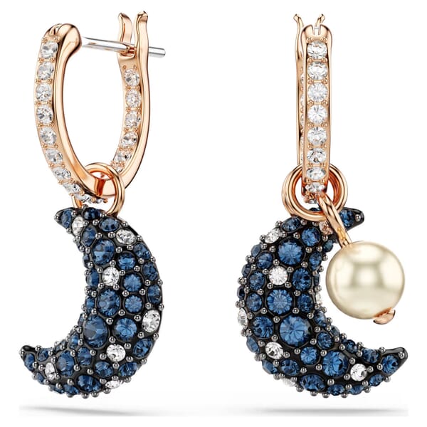Swarovski øredobber Sublima drop Crystal pearl, Asymmetrical design, Moon, Multicolored, Rose gold-tone plated - 5671569