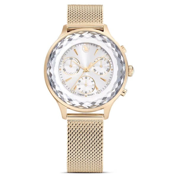 Swarovski klokke Nova Chrono watch Swiss Made, Metal bracelet, Gold tone, Champagne gold-tone finish - 5677500