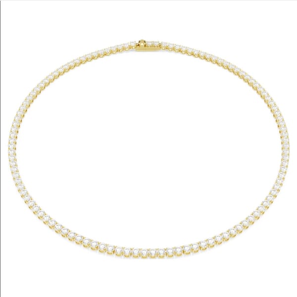 Swarovski collier Matrix Tennis Round cut, White, Gold-tone plated - 5681795