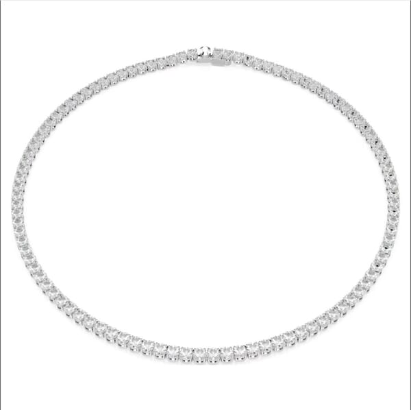 Swarovski collie Matrix Tennis necklace, Round cut, White, Rhodium plated - 5681796
