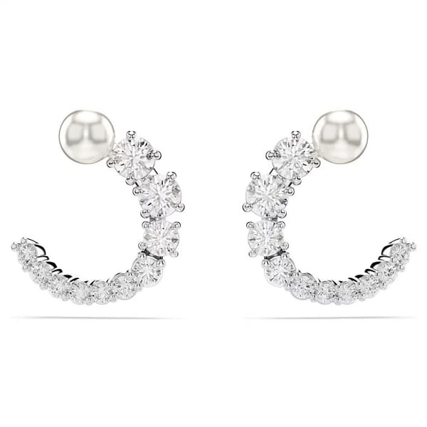 Swarovski øredobber Matrix hoop earrings Crystal pearl, Round cut, White, Rhodium plated - 5692260 Swarovski øredobber Matrix hoop earrings Crystal pearl, Round cut, White, Rhodium plated - 5692260