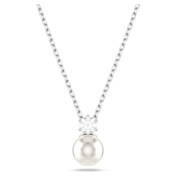 Swarovski smykke Matrix Crystal pearl, Round cut, White, Rhodium plated - 5693897
