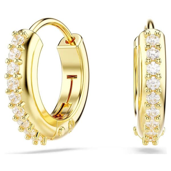 Swarovski øredobber Matrix hoop earrings Round cut, White, Gold-tone plated - 5697228