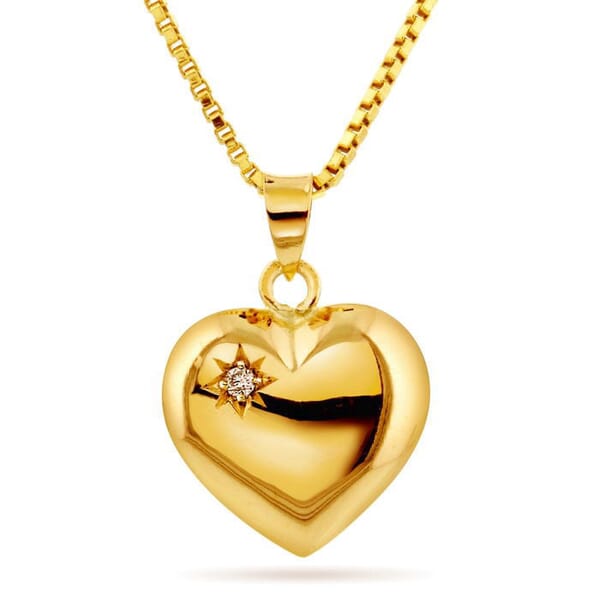 Gullhjerte stor med diamant 0,01ct, bredde 12 mm - 5702 Gullhjerte stor med diamant 0,01ct, bredde 12 mm - 5702