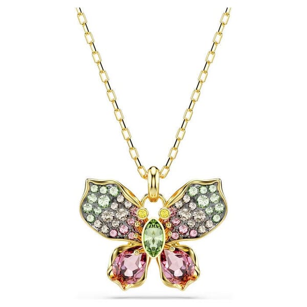 Swarovski smykke Idyllia pendant Mixed cuts, Pavé, Butterfly, Multicolored, Gold-tone plated - 5709950 Swarovski smykke Idyllia pendant Mixed cuts, Pavé, Butterfly, Multicolored, Gold-tone plated - 5709950