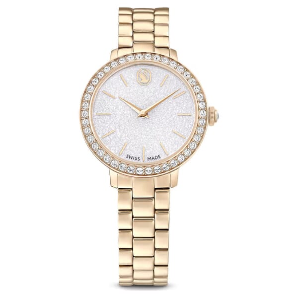 Swarovski klokke Matrix 3-link watch Swiss Made, Metal bracelet, Gold tone, Champagne gold-tone finish - 5715026
