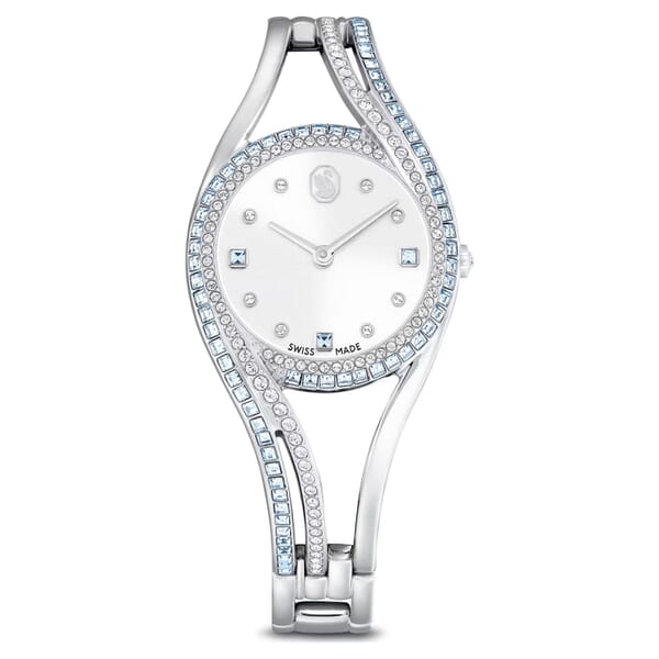 Swarovski klokke Hyperbola bangle watch Swiss Made, Metal bracelet, Blue, Stainless steel - 5715463