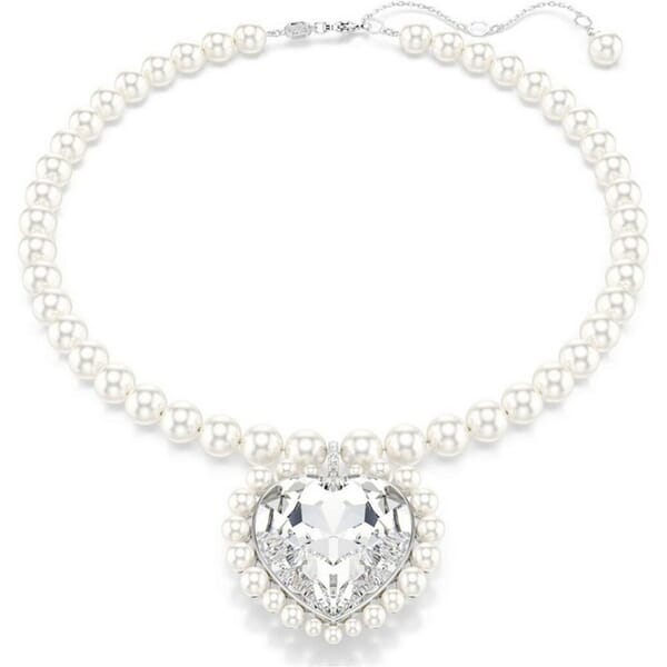 Swarovski collier Ariana Grande x Swarovski necklace Crystal pearl, Heart cut, Heart, White, Rhodium plated - 5720858 Swarovski collier Ariana Grande x Swarovski necklace Crystal pearl, Heart cut, Heart, White, Rhodium plated - 5720858