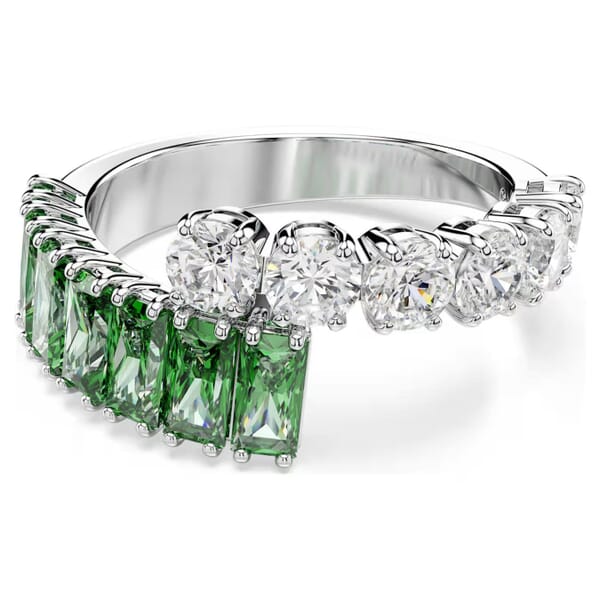 Swarovski Matrix ring Mixed cuts, Green, Rhodium plated - 5722458