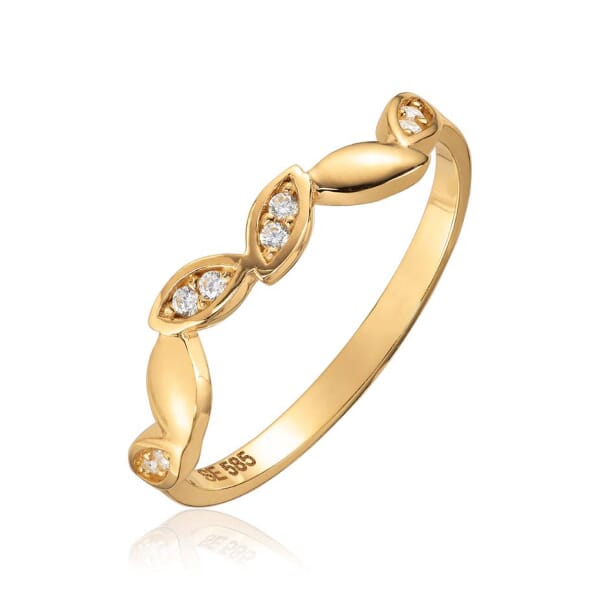 Gullring Blader Cz 14 kt gult gull med zirkonia - 57252 Gullring Blader Cz 14 kt gult gull med zirkonia - 57252