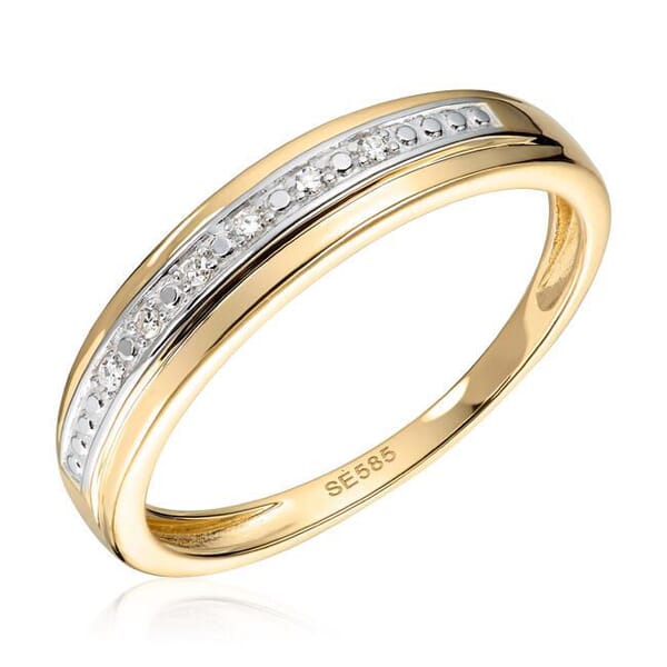 Diamantring i 14kt gult gull med 0,03 ct W-Si - 57281