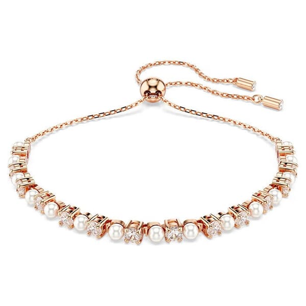 Swarovski armbånd Matrix Tennis bracelet Crystal pearl, Round cuts, White, Rose gold-tone plated - 5729506