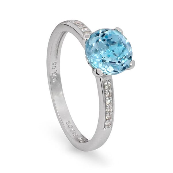 Diamantring i hvitt gull med topas & 0,05 ct W-Si -573040 Diamantring i hvitt gull med topas & 0,05 ct W-Si -573040