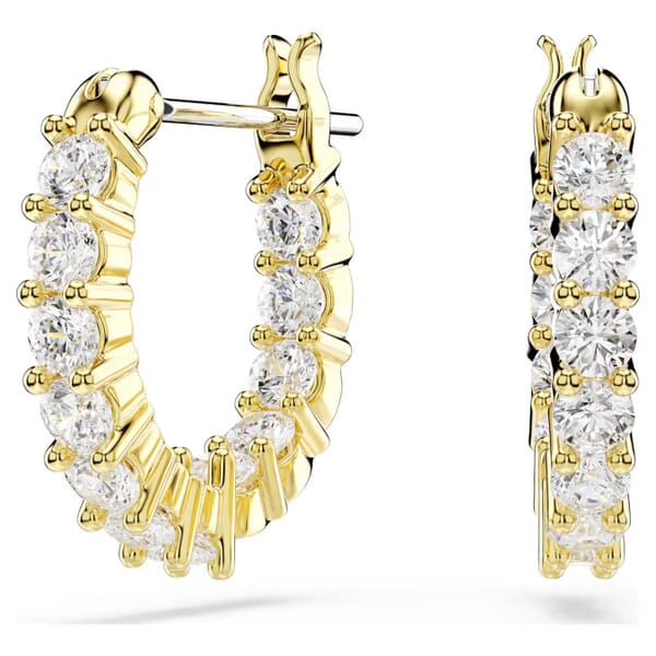 Swarovski øredobber Matrix Vittore hoop earrings Round cut, White, Gold-tone plated - 5733398