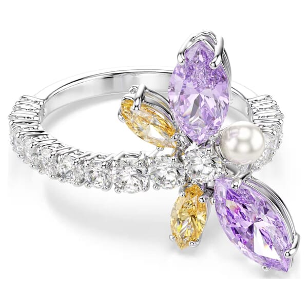 Swarovski Ariana Grande x Swarovski motif ring Mixed cuts, Dragonfly, Multicolored, Rhodium plated - 5737368