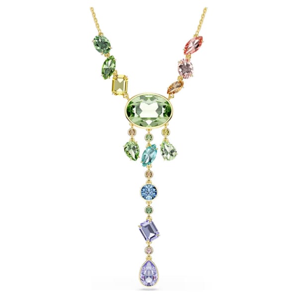 Swarovski collier Gema Y necklace Mixed cuts, Multicolored, Gold-tone plated - 5737451 Swarovski collier Gema Y necklace Mixed cuts, Multicolored, Gold-tone plated - 5737451