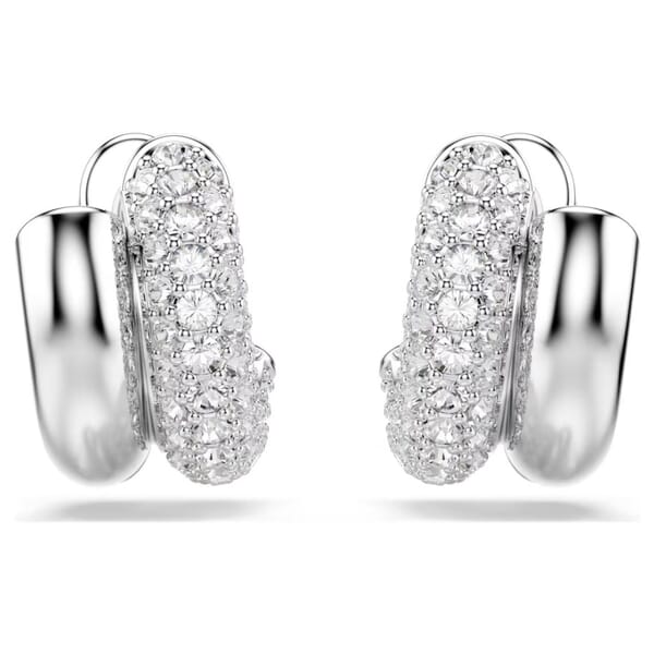 Swarovski øredobber Dextera hoop earrings Round cut, Mini, White, Rhodium plated - 5738197