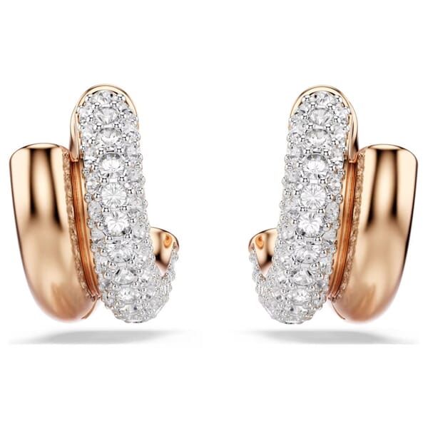 Swarovski øredobber Dextera hoop earrings Round cut, Mini, White, Rose gold-tone plated - 5738198