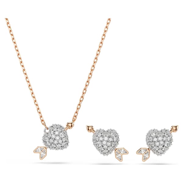 Swarovski smykkesett Idyllia set Mixed cuts, Heart with arrow, White, Rose gold-tone plated - 5745580 Swarovski smykkesett Idyllia set Mixed cuts, Heart with arrow, White, Rose gold-tone plated - 5745580