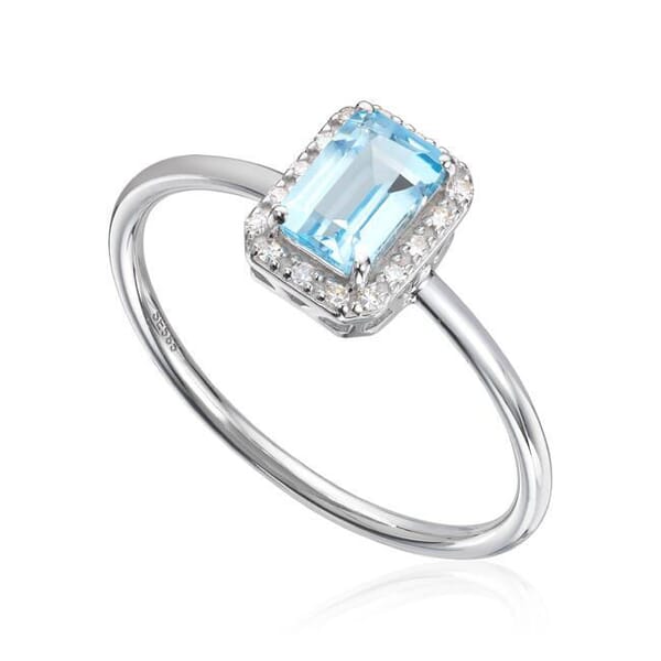 Gullring i hvitt gull 14kt med topas og 0,053ct W-Si - 57459 Gullring i hvitt gull 14kt med topas og 0,053ct W-Si - 57459