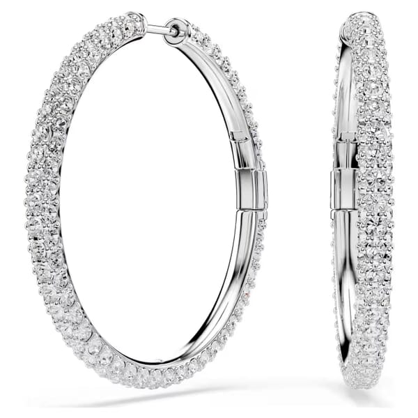 Bilde av Swarovski øredobber Dextera hoop earrings Round cut, White, Rhodium plated - 5754156