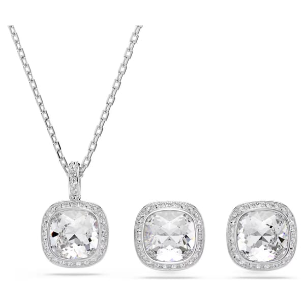 Swarovski smykkesett Una Angelic set Cushion cut, White, Rhodium plated -  5754343
