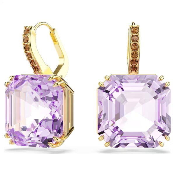Swarovski øredobber Millenia drop earrings Square cut, Purple, 18K gold finish - 5759990 Swarovski øredobber Millenia drop earrings Square cut, Purple, 18K gold finish - 5759990