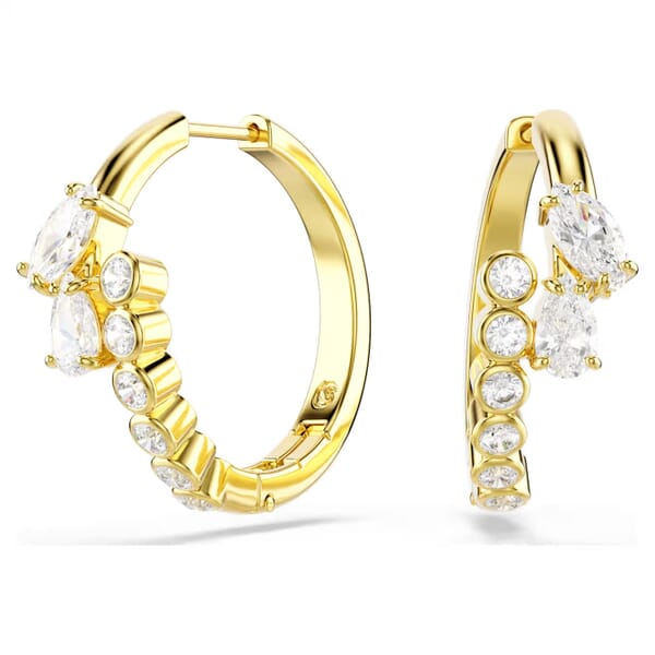 Swarovski øredobber Mesmera hoop earrings Mixed cuts, White, 18K gold finish - 5761975 Swarovski øredobber Mesmera hoop earrings Mixed cuts, White, 18K gold finish - 5761975