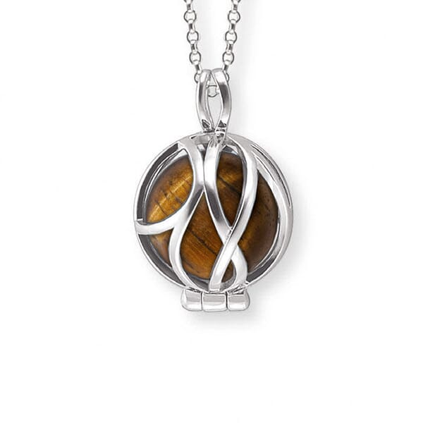 Smykke Amulett i rhodinert sølv med Tiger Eye stein - 70628 Smykke Amulett i rhodinert sølv med Tiger Eye stein - 70628